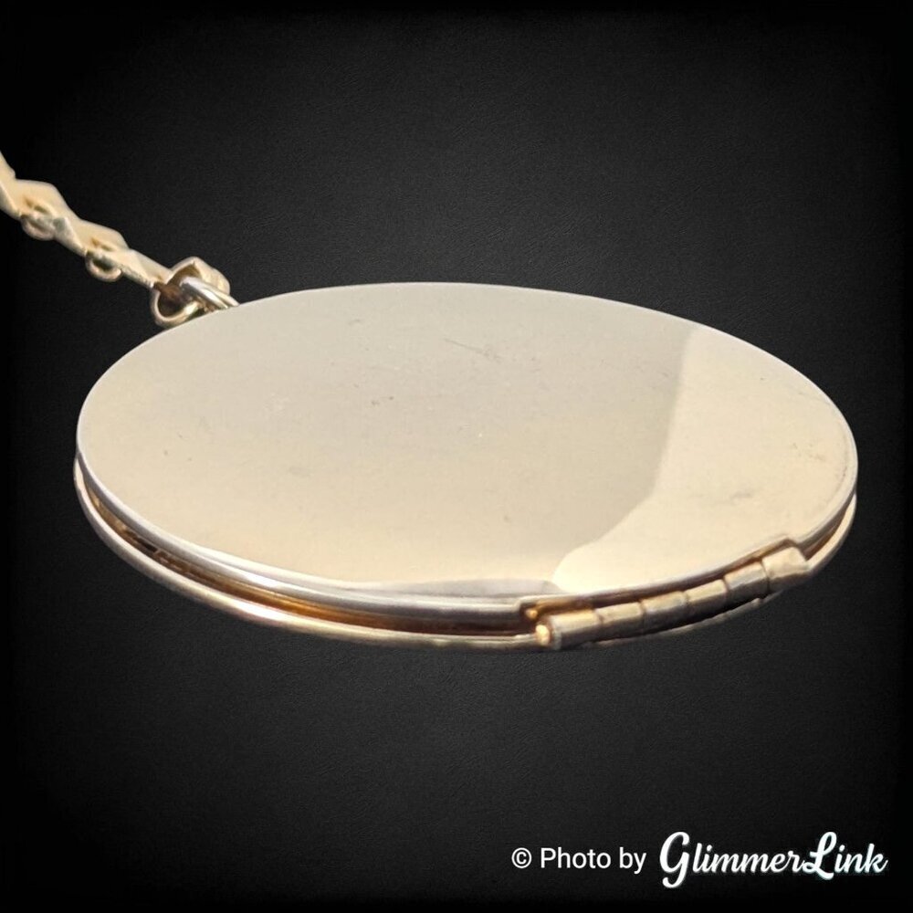 Vintage Gold Tone Engravable Locket Y Drop Necklace Long Locket Chain - Picture 5 of 16